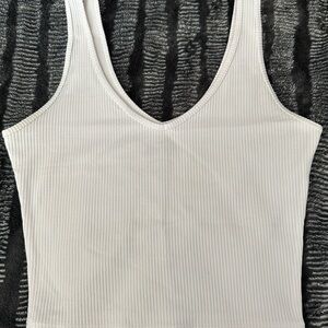 Hollister White Ribbed Tank Top